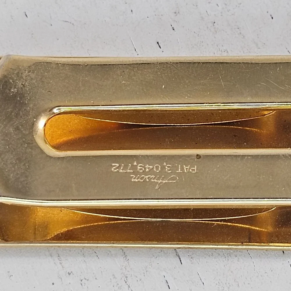 Vintage Anson Money Clip Monogrammed DD Gold Tone Silver Stripe